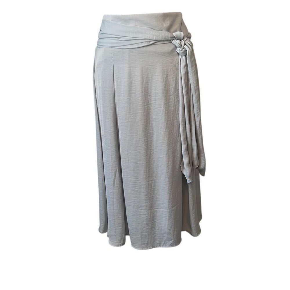 Alfani Grey Silky Recycled Maxi Boho Classic Tie Waist Skirt M